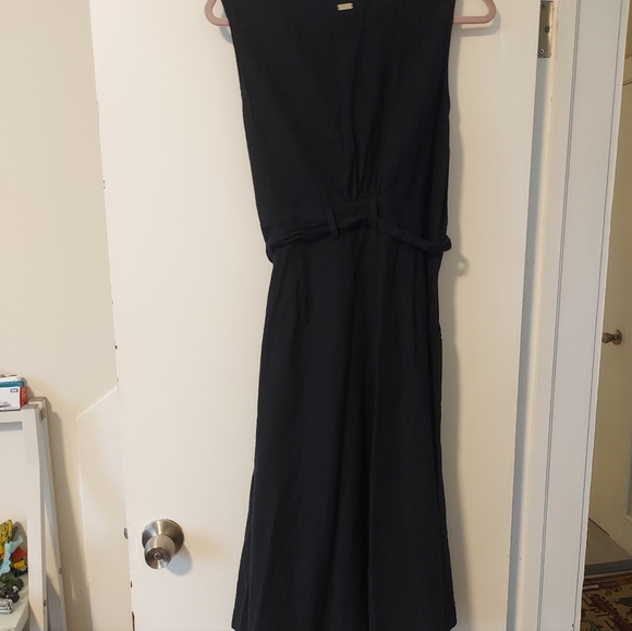 Barbour Linen Cotton Blend Summer Casual Midi Dress Navy Blue Size 8 Buttons - Picture 10 of 14